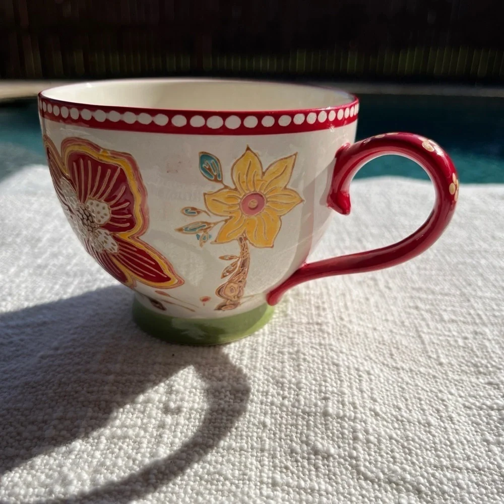 Coastline Imports Dutch Wax  Anthropolagie  Multi Colored Floral Mug 16oz‎